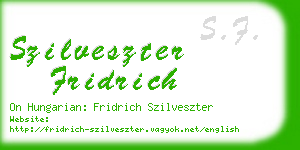 szilveszter fridrich business card